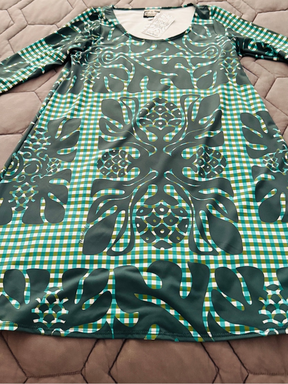 Manuhealii Green Gingham/Palaka Alana Dress Size XS